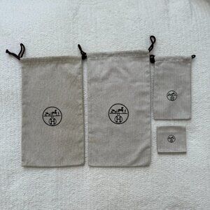 Beige Drawstring Pouch Set